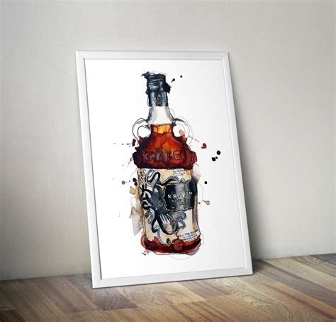 Kraken Rum Bottle A3 Print Rum bottle Wall Art unframed | Etsy