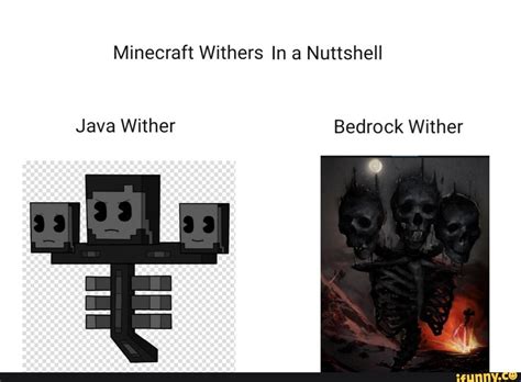 Minecraft Withers In A Nuttshell Java Wither Bedrock Wither Ifunny