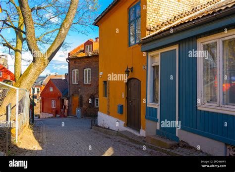 Old town of Oslo, Damstredet Stock Photo - Alamy