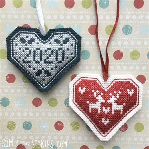 Christmas Keepsake Cross Stitch Heart 2022 Design Update Sum Of Their