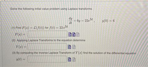 Solved Solve The Following Initial Value Problem Using Laplace