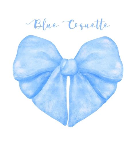 Premium Vector Trendy Blue Coquette Ribbon Bow In Heart Shape