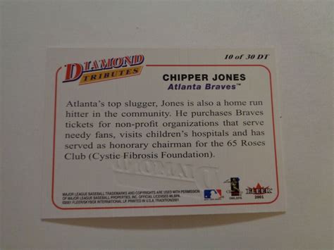 Fleer Tradition Diamond Tributes Chipper Jones Card Of Dt