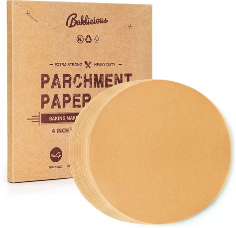 Baklicious 250pcs 4 Inch Parchment Paper Rounds Non Stick Round