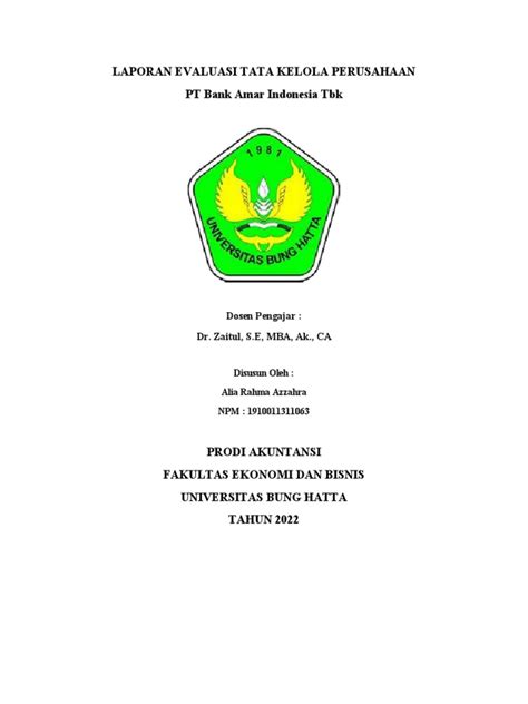 Laporan Evaluasi Tata Kelola Perusahaan Pdf