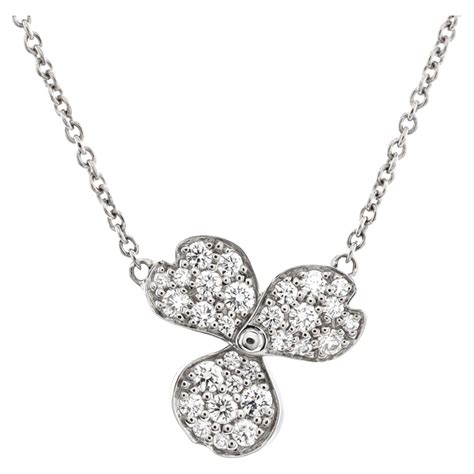 Tiffany And Co Paper Flowers Pendant Necklace Platinum With Pave