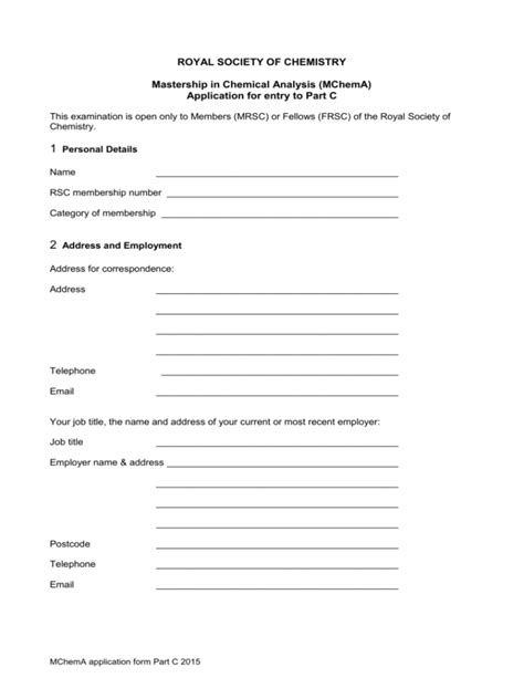 Application Form Part C Royal Society Of Chemistry