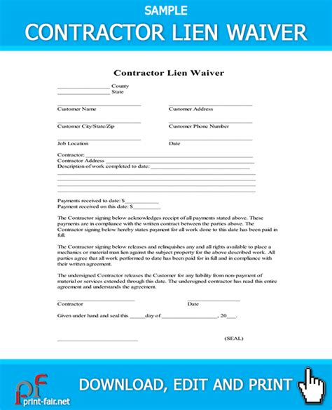 Contractor Lien Waiver