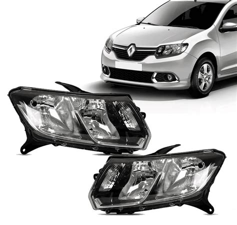 Farol Renault Logan e Sandero 2015 Á 2019 Máscara Cromada Importado