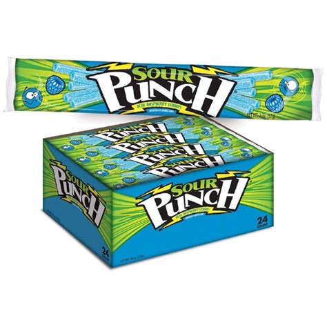 Sour Punch Straws Sweet And Sour Blue Raspberry Flavored Soft Chewy