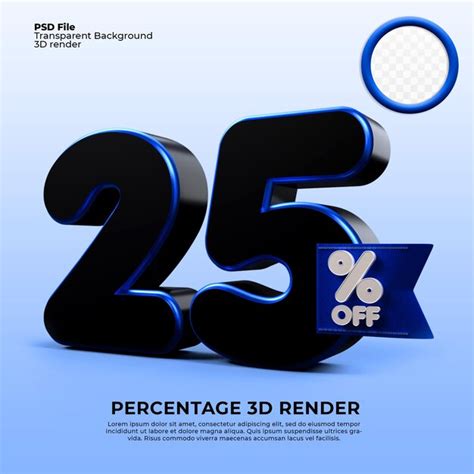 Premium Psd 3d Render 25 Percentage Black And Blue Colors For Sale