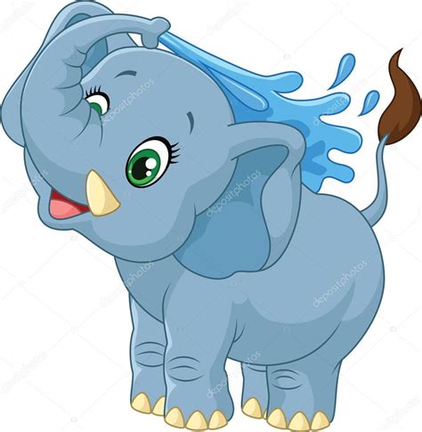 Elefante De Dibujos Animados Rociando Con Agua — Archivo Imágenes