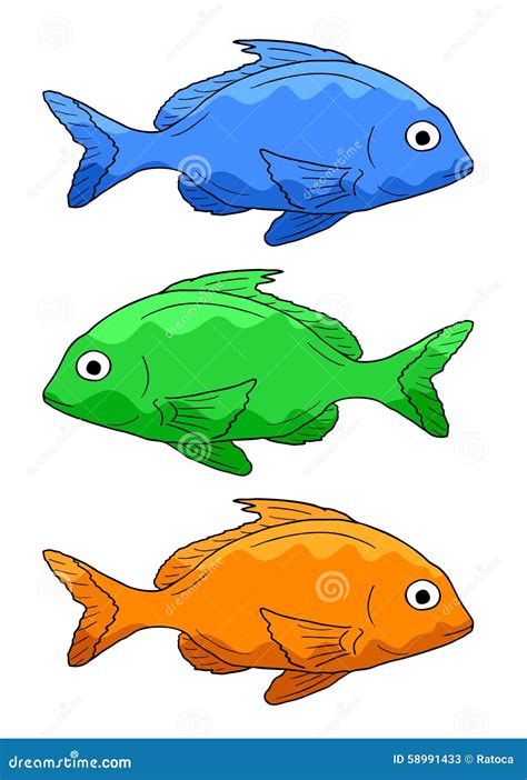 Três peixes ilustração do vetor Ilustração de marisco 58991433