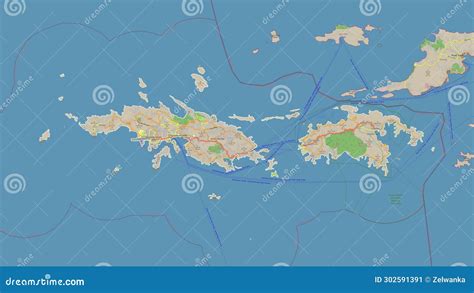 U S Virgin Islands Saint Thomas Outlined Topo Standard Stock