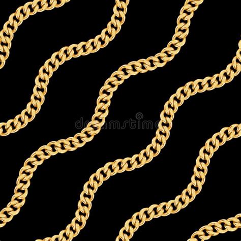 Seamless Pattern Of Golden Chains Curved Waves Designed With Diagonal