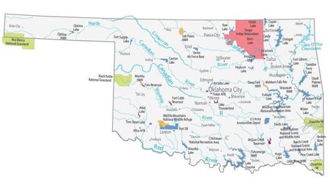 Oklahoma Lakes and Rivers Map - GIS Geography