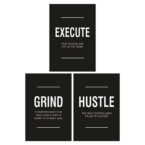 Hustle Grind Execute Poster Set Motivational Office And Home Decor