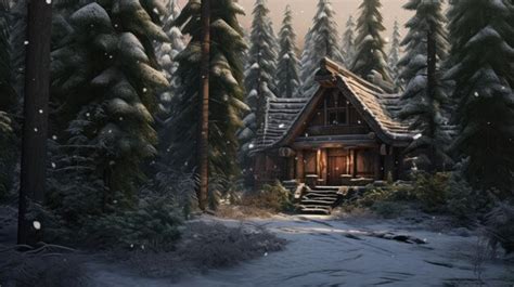 Premium AI Image | the cabin is a log cabin with a forest in the ...