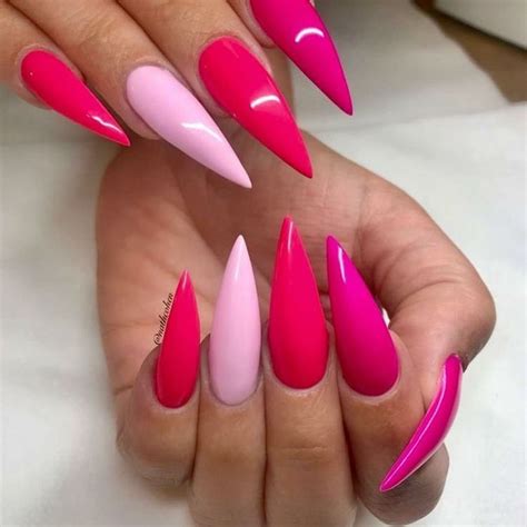 Pinterest Rxchhhh 💚 Pink Stiletto Nails Cute Acrylic Nails Neon Nails