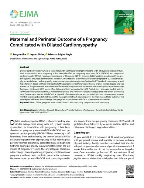 Pdf Maternal And Perinatal Outcome Of A Pregnancy Complicated With