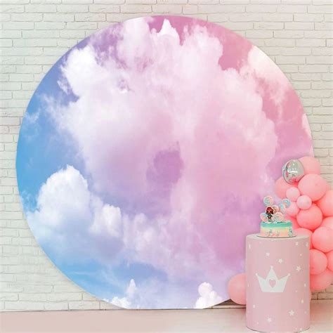 Aperturee Blue Pink Clouds Round Baby Shower Backdrops | Baby shower ...