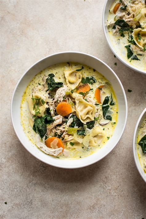 Creamy Spinach Tortellini Soup With Chicken • Salt And Lavender