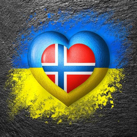 Banderas De Ucrania Y Noruega Dos Corazones Con Los Colores De Las