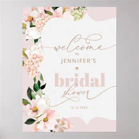 Floral Blush Pink Wildflower Bridal Shower Welcome Poster Zazzle