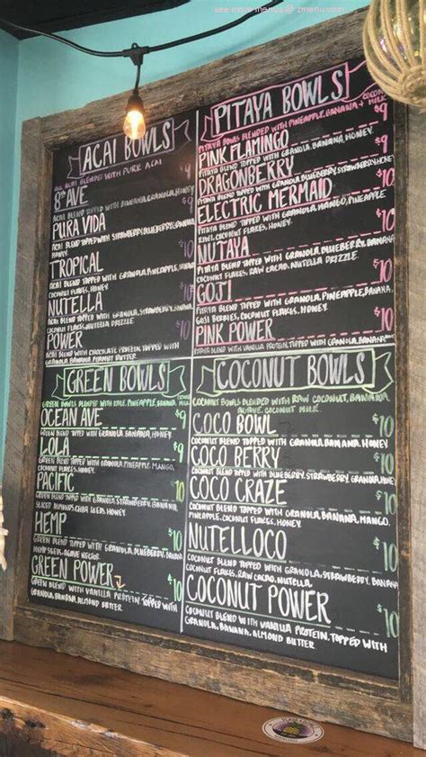 Menu at Playa Bowls pub & bar, Morristown