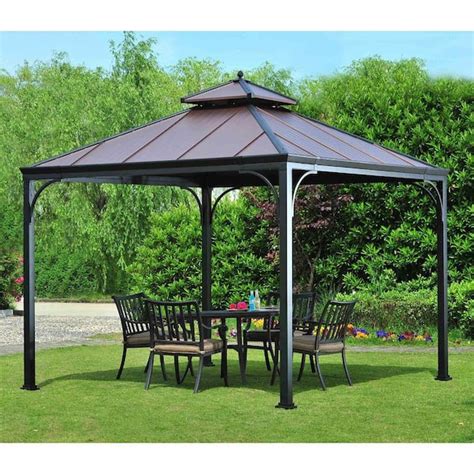 Hampton Bay Harper 10 Ft X 10 Ft Steel Hardtop Gazebo L GZ680PST M