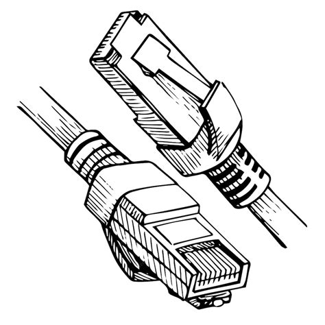 Premium Vector Ethernet Connector Rj45 Internet Cable In Sketch Style Vector Illustration