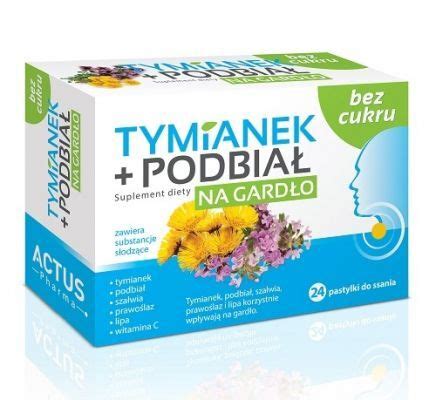 TYMIANEK I PODBIAŁ na gardło bez cukru 16 pastylek 12783058938 Allegro pl