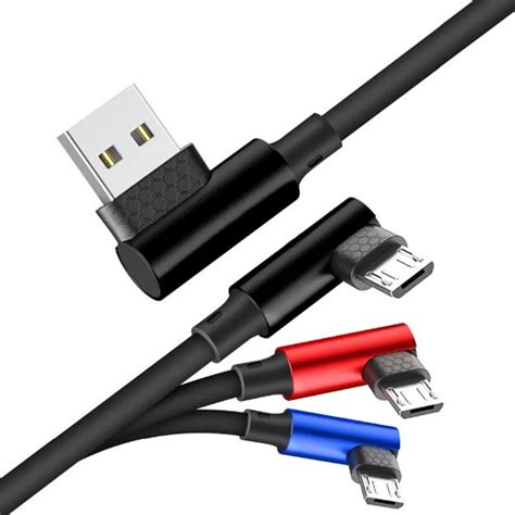 Micro Usb Cable 90 Degree For Iphone Andriod Fast Charging L Type Cord Data Charger Adapter For