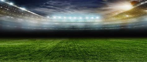 Laeacco Soccer Background Photography Football Stadium Green Grass Goal ...