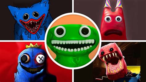 Garten Of Banban Vs Rainbow Friends Vs Project Playtime Jumpscares Comparison Youtube