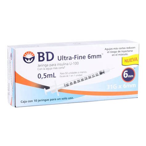 Jeringa Para Insulina BD Ultra Fine 0 5 Ml 31Gx6mm 10 Piezas