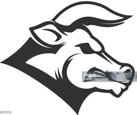 lambang kepala banteng terisolasi  latar belakang putih ilustrasi