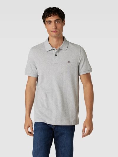 Gant Poloshirt Mit Label Stitching Modell Shield Mittelgrau Melange