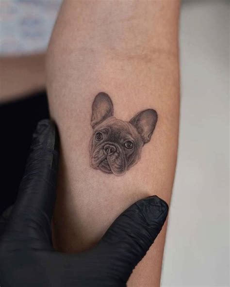 Micro Realistic Style French Bulldog Portrait Tattoo