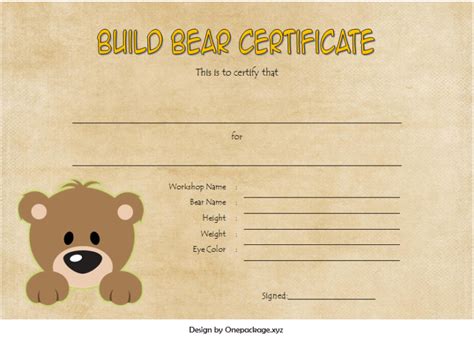 Printable Build A Bear Birth Certificate