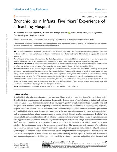 Pdf Bronchiolitis In Infants Five Years Experience Of A Teaching