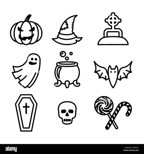 Colección De Nueve Iconos De Halloween Lineart Diseño Ilustración