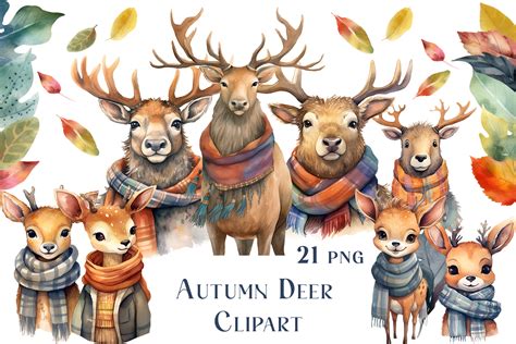 Watercolor Cute Autumn Deer Clipart Graphic by ElenaZlataArt · Creative ...