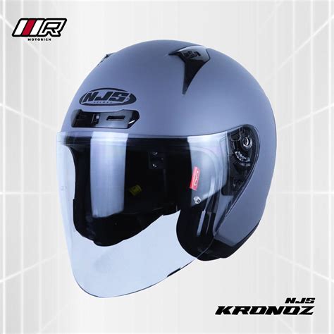 Jual Helm Njs Kronoz Stone Grey Doff Helm Half Face Sni Shopee Indonesia