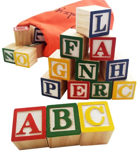 Skoolzy ABC Set With Storage Bag Wood Alphabet Blocks 31 Pieces