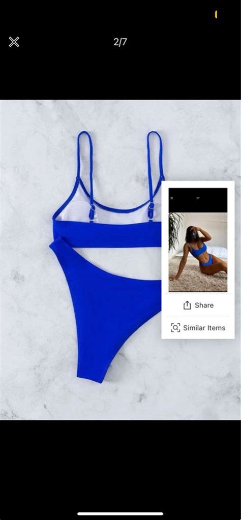 SHEIN Blue Bikini Women S Fashion Swimwear Bikinis Swimsuits On Carousell