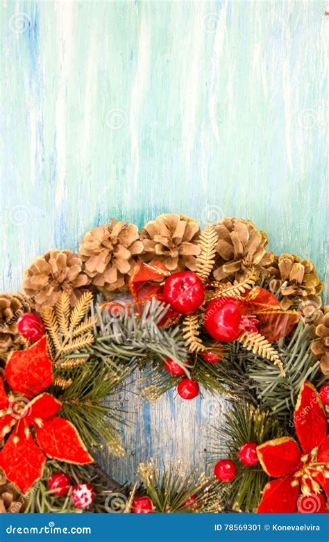 Christmas Wreath Greeting Card Stock Image Image Of Texture Party