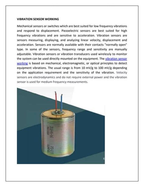 VIBRATION SENSOR WORKING | PDF