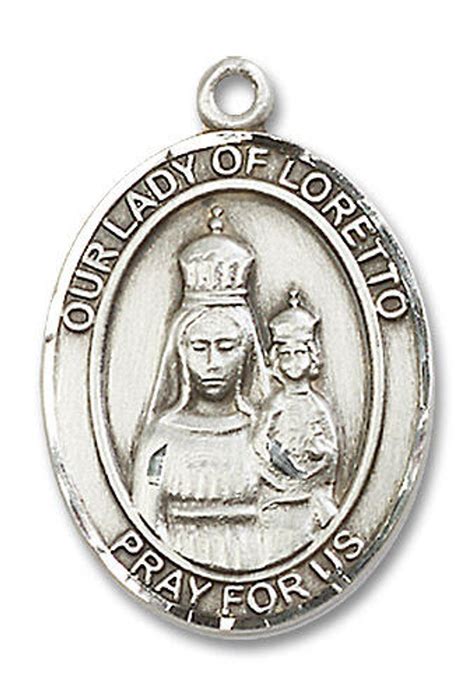 Our Lady of Loretto Medal - Sterling Silver Oval Pendant (3 Sizes)