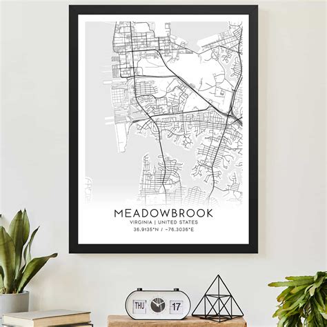 Meadowbrook Virginia Map Poster Modern Home Decor Wall Art Print